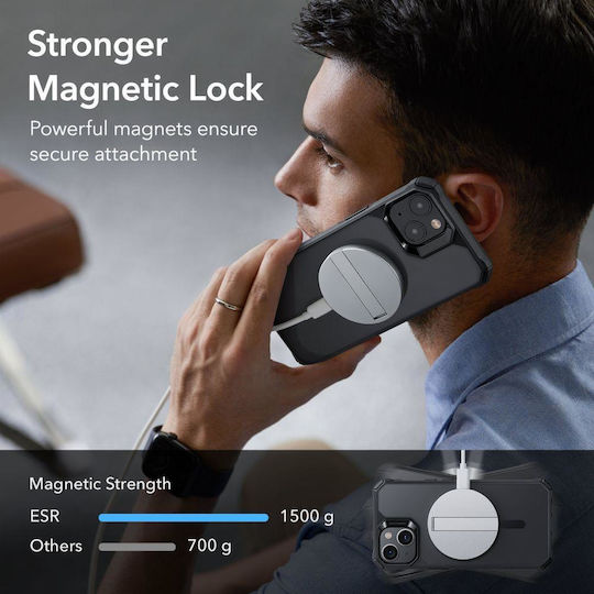 ESR Air Armor Halolock Magsafe Задна корица Пластмаса / Силикон Frosted Black (iPhone 14 Plus)