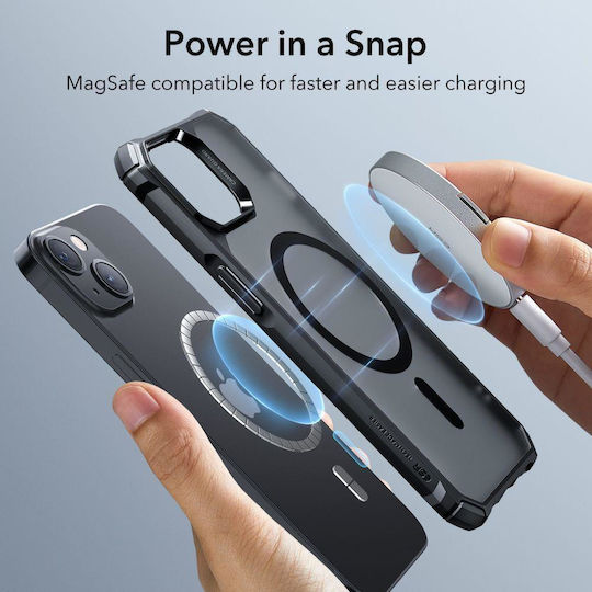 ESR Air Armor Halolock Magsafe Задна корица Пластмаса / Силикон Frosted Black (iPhone 14 Plus)