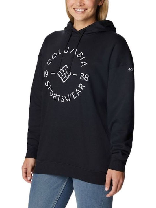 Long Women's Sweatshirt Hooded Black