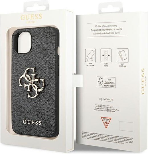 Guess Metal Logo Umschlag Rückseite Kunststoff Gray (iPhone 14)