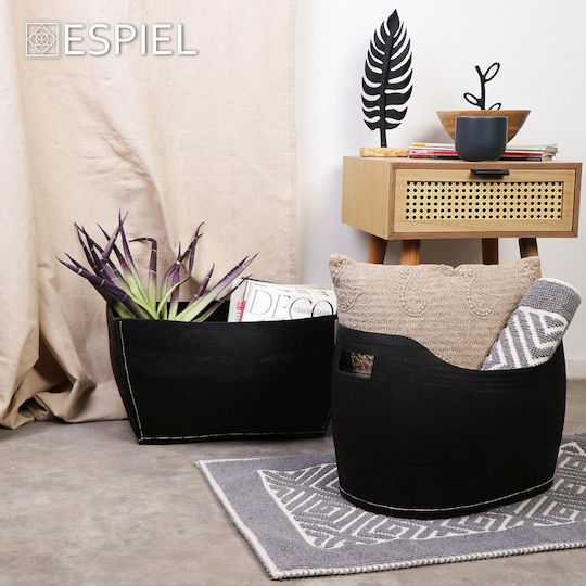 Espiel Plastic Magazine Rack with Handle Black 40x30x35cm
