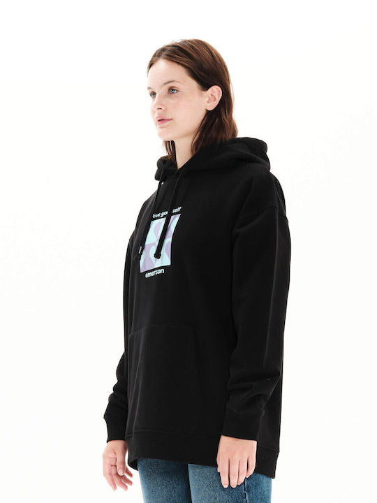 Love Yourself Long Women's Sweatshirt Velvet Hooded Black
