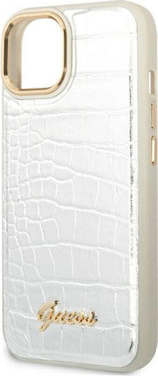 Guess Croco Collection Back Cover Δερματίνης Ασημί (iPhone 14 Plus)