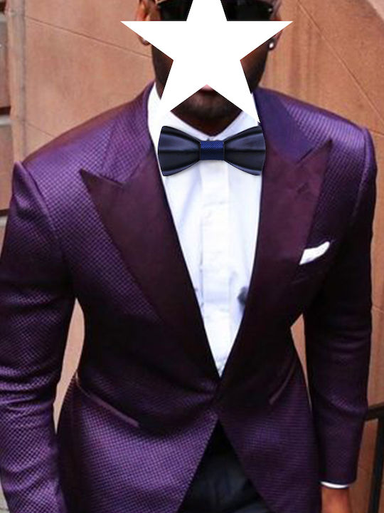 Legend Accessories Wooden Bow Tie Set with Pochette Navy Blue LGDWT-324