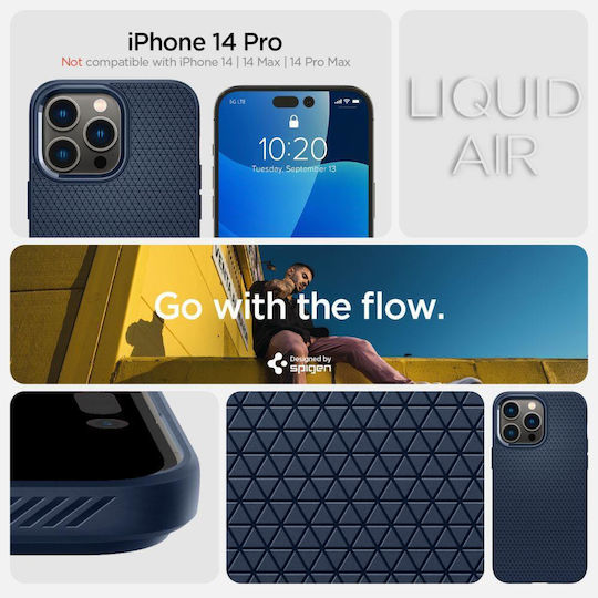 Spigen Liquid Air Umschlag Rückseite Silikon Marineblau (iPhone 14 Pro)