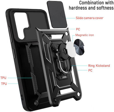 Bodycell Armor Slide Plastic Back Cover Durable Black (Realme 9i)