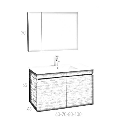 Mabo Sunny 60 Waschtisch mit Waschbecken & Spiegel L60xB45xH65cm P75