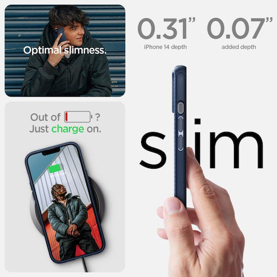 Spigen Mag Armor Umschlag Rückseite Silikon Marineblau (iPhone 14 Plus)