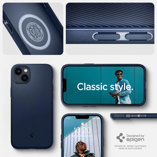 Spigen Mag Armor Umschlag Rückseite Silikon Marineblau (iPhone 14 Plus)