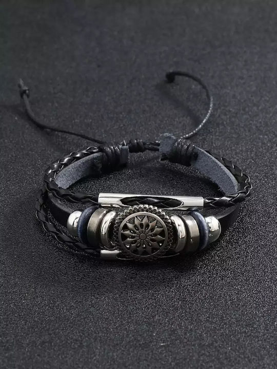 Famous Shoes Herren Lederarmband 20cm S9284-Schwarz