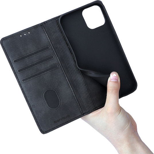 Sonique Vintage Wallet Δερματίνης Μαύρο (Redmi Note 11 Pro+ 5G)
