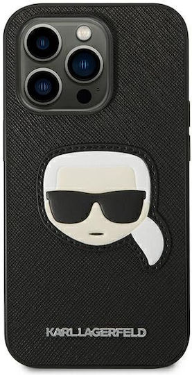 Karl Lagerfeld Saffiano Karl`s Head Patch Back Cover Silicone Black (iPhone 14 Pro)