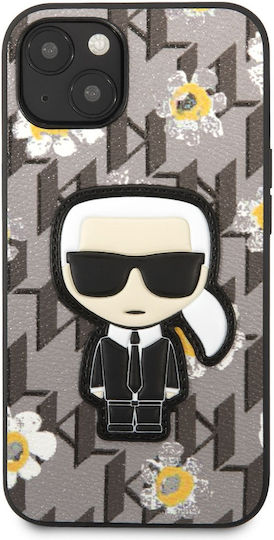 Karl Lagerfeld Ikonik Flower Umschlag Rückseite Kunststoff Gray (iPhone 13)