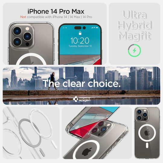 Spigen Ultra Hybrid MagFit Задна корица Пластмаса 2мм White Transparent (iPhone 14 Pro Max)