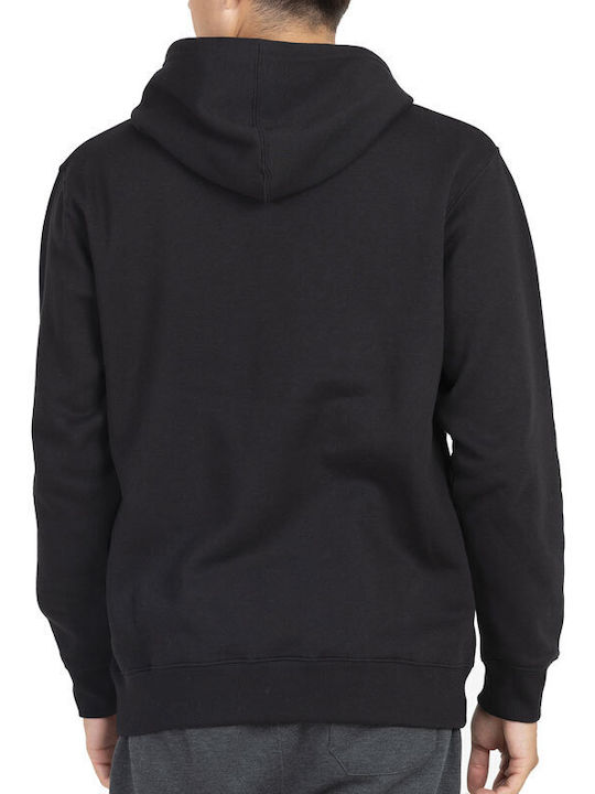 Russell Athletic Assymetric Stripes Men's Sweatshirt with Hood and Pockets Black