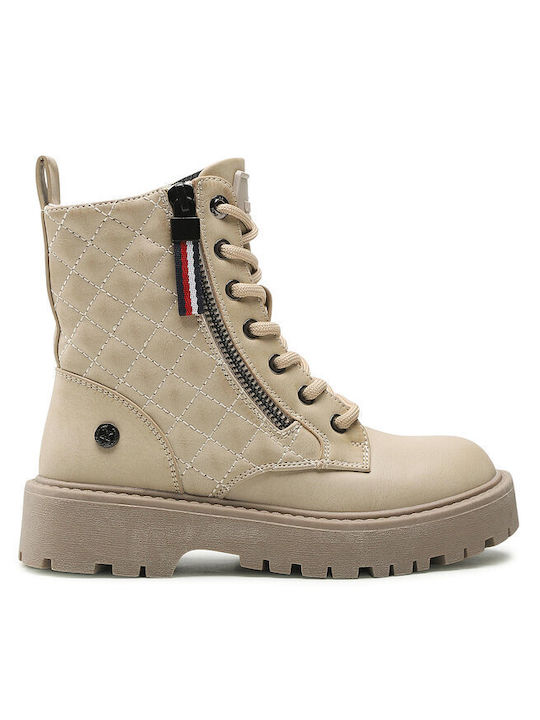 Xti Kids Military Boots with Zipper Beige