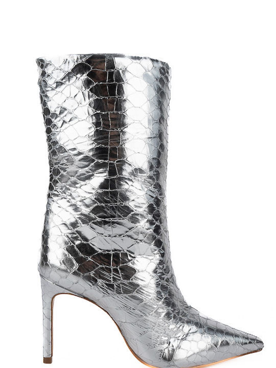 SCHUTZ WOMEN'S EMBOSSED BOOT IN SILVER COLOR S21250-0028-0007U SILVER