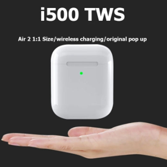 i500 Earbud Bluetooth Handsfree Earphones with Charging Case White