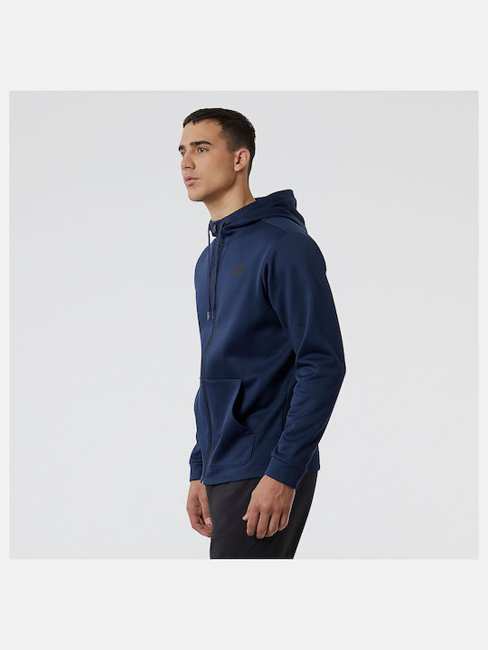 New Balance Tenacity Performance Men's Sweatshirt Jacket with Hood and Pockets Navy Blue