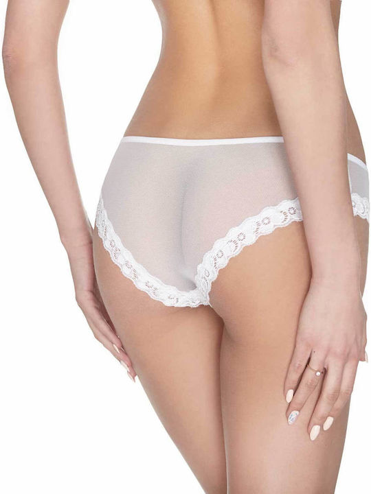 Ewana Damen Slip mit Spitze Weiß