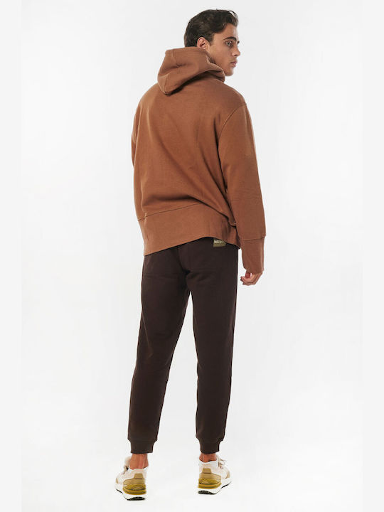 Body Action Men's Sweatshirt with Hood Brown