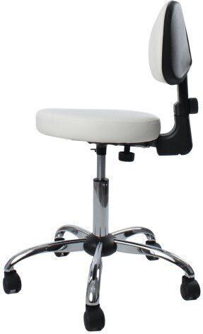 Wheeled Stool with Backrest White