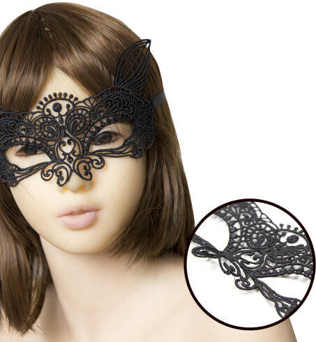 Naughty Toys BDSM Maske Katze Gesicht Spitze Maske Black