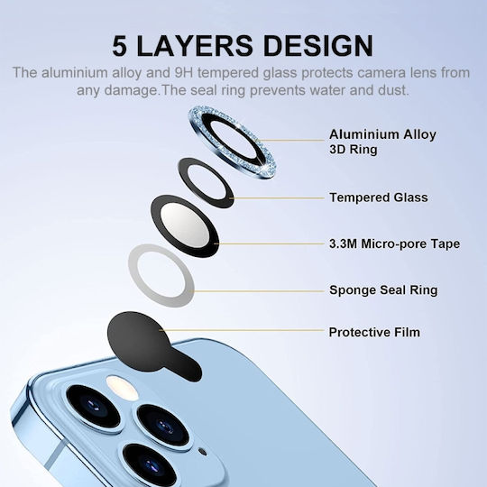 Enkay Glitter Προστασία Κάμερας Tempered Glass Silver για το iPhone 14 Pro / 14 Pro Max