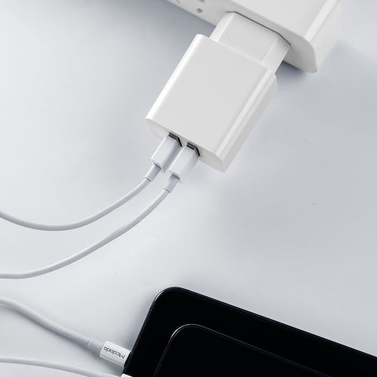 Mcdodo Încărcător cu 2 Porturi USB-A și Cablu USB-C Albς (CH-6721)