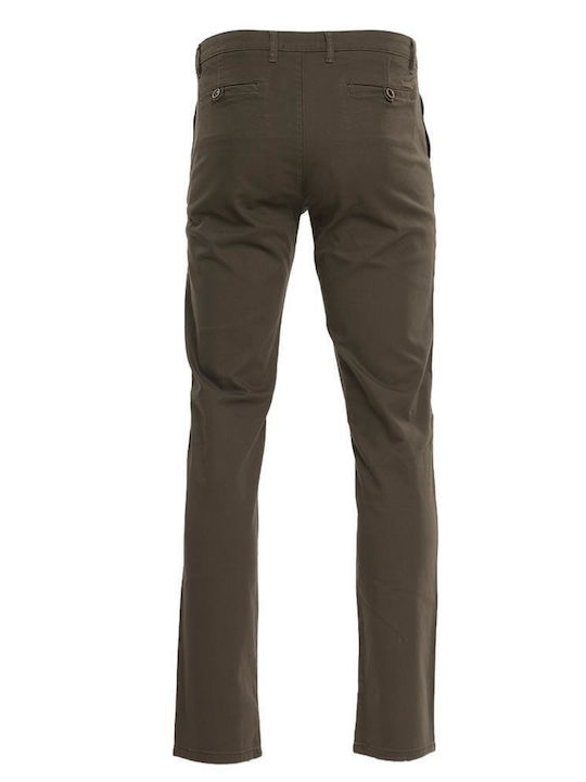 Double Men's Trousers Chino Elastic in Regular Fit Khaki