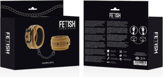Fetish Submissive Origin Handcuffs Vegan Leather Χειροπέδες σε Καφέ Χρώμα