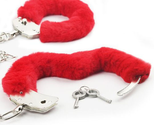 Lovetoy Fetish Pleasure Fluffy Hand Cuffs Χειροπέδες σε Κόκκινο Χρώμα