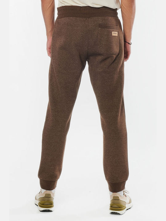 Body Action Men's Fleece Sweatpants with Rubber Brown