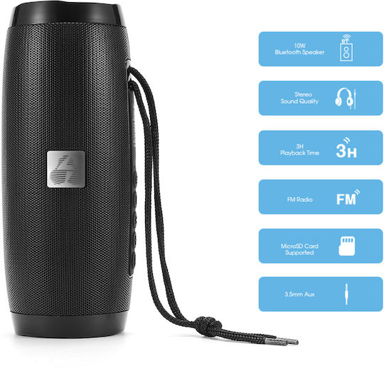 Powertech Ηχείο Bluetooth 10W με Ραδιόφωνο και Διάρκεια Μπαταρίας έως 3 ώρες Μαύρο PT-1034
