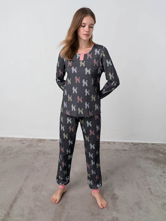Vamp Winter Damen Pyjama-Set Gray