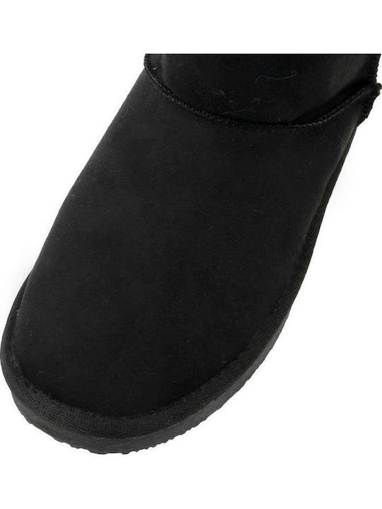 Suede Kids Boots with Zipper Black