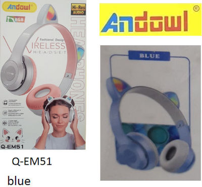 Andowl Q-EM51 Wireless/Wired On Ear Headphones Blue Q-EM51