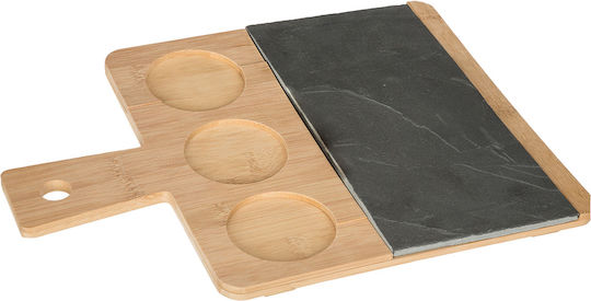 Atmosphera Wooden Dessert Divided Serving Tray with 4 Slots Beige 4pcs