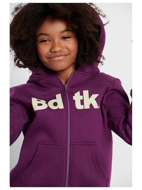 Athletic Kids Sweatshirt Cardigan with Hood Purple