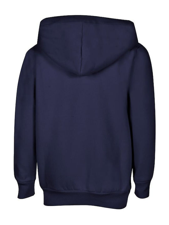Athletic Kids Sweatshirt Cardigan Cotton with Hood Blue