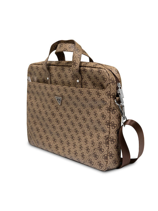 Guess Saffiano 4G Tasche Fall für Laptop 16" in Braun Farbe