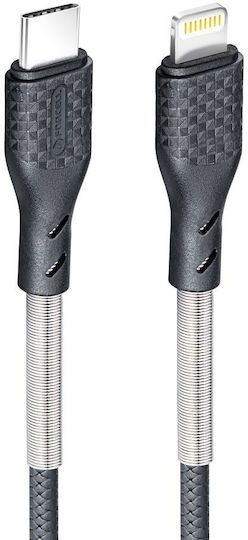 Forcell CB-01C Braided USB-C to Lightning Cable 27W Μαύρο 1m