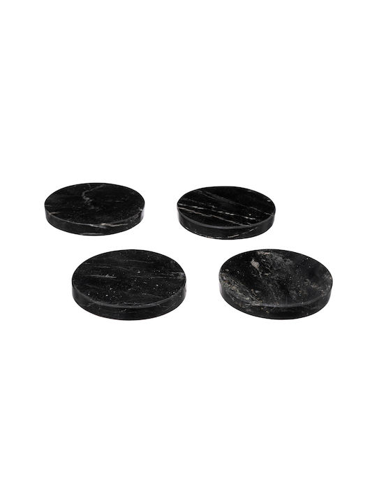 Marva Round Stone Black Coasters 10cm 4pcs