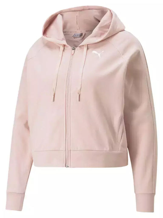 Modern Sports Cropped Γυναικεία Ζακέτα Φούτερ με Κουκούλα Ροζ