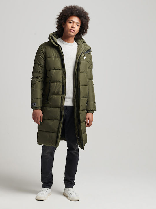 Longline Winter Jacket Puffer Dark Moss