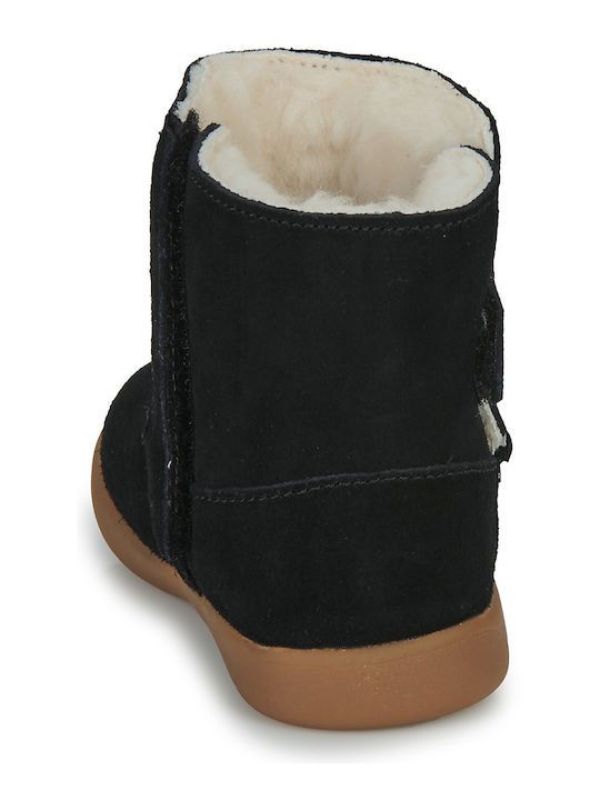 Keelan Suede Kids Boots with Velcro Black
