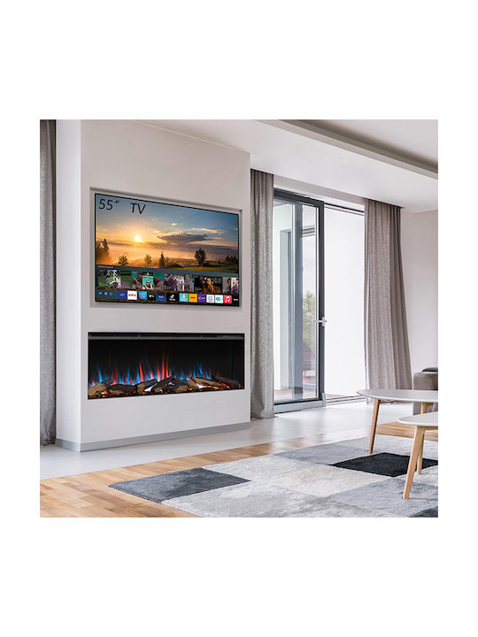 Richen 3D Insert 153 Επιτοίχιο Ηλεκτρικό Τζάκι 2000W 182.8x49.5cm Μαύρο