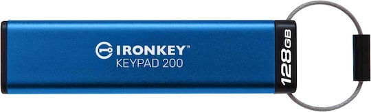 Kingston IronKey Keypad 128GB USB 3.2 Stick Blue