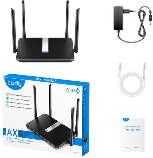 Cudy X6 v1 Ασύρματο Router Wi‑Fi 6 με 4 Θύρες Gigabit