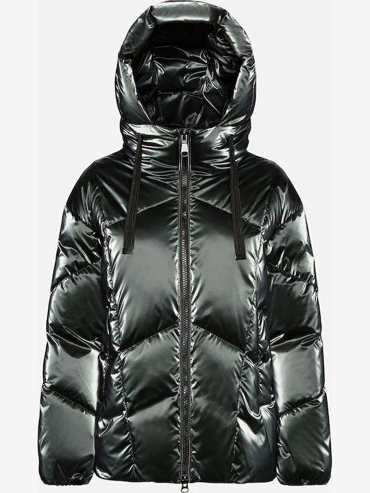 Kurz Damen Puffer Jacke für Winter Gray